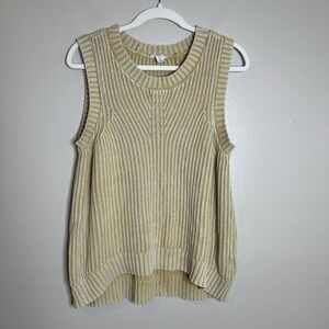 Women's Knit Sweater Vest Butter Yellow Boho Bohemian Preppy Soft Girl Chunky XL